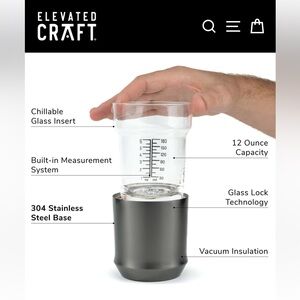 Elevated Craft Hybrid Cocktail Glass. Black steel finish 12 oz  BNIB UNSEALED